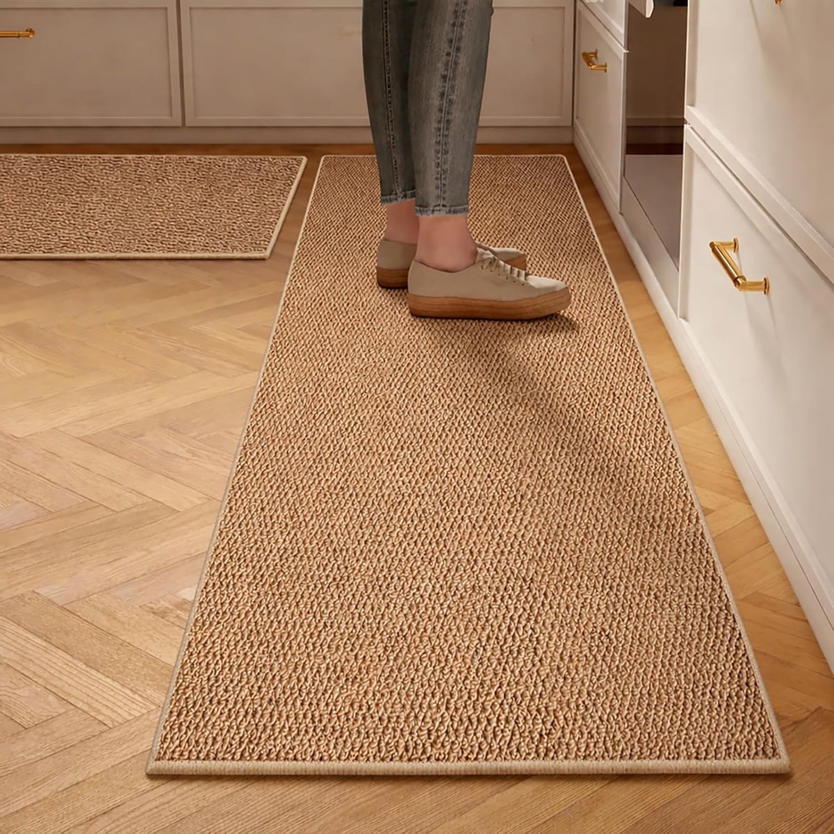 KZQ Wasbare Antislip Keukenloper 2 Delig Bruin Olie En Waterbestendig 40x60 En 40x120 Cm
