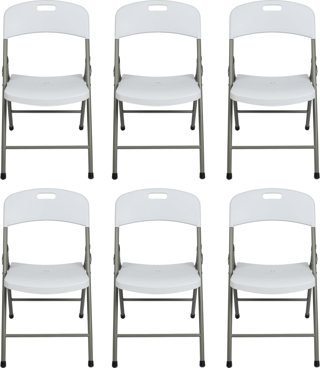 Sunnydays Klapstoel - met pvc zitting - wit - 44 x 45 x 86 cm - metaal - Bijzet stoelen - Inklapbaar