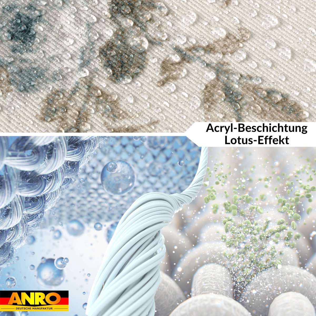 ANRO Tafelkleed Rozen Blauw Rond Ø100cm Met sierband Afwasbaar Waterafstotend Binnen & Buiten
