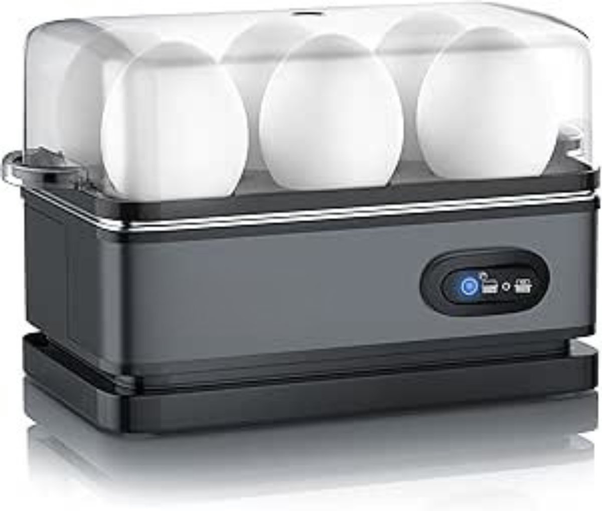 Thuys - Elektrische Eierkoker 6 Eieren Cool Grey - 400W - 3 Hardheidsgraden - RVS - Geluidssignaal - voor Ontbijt en Snacks