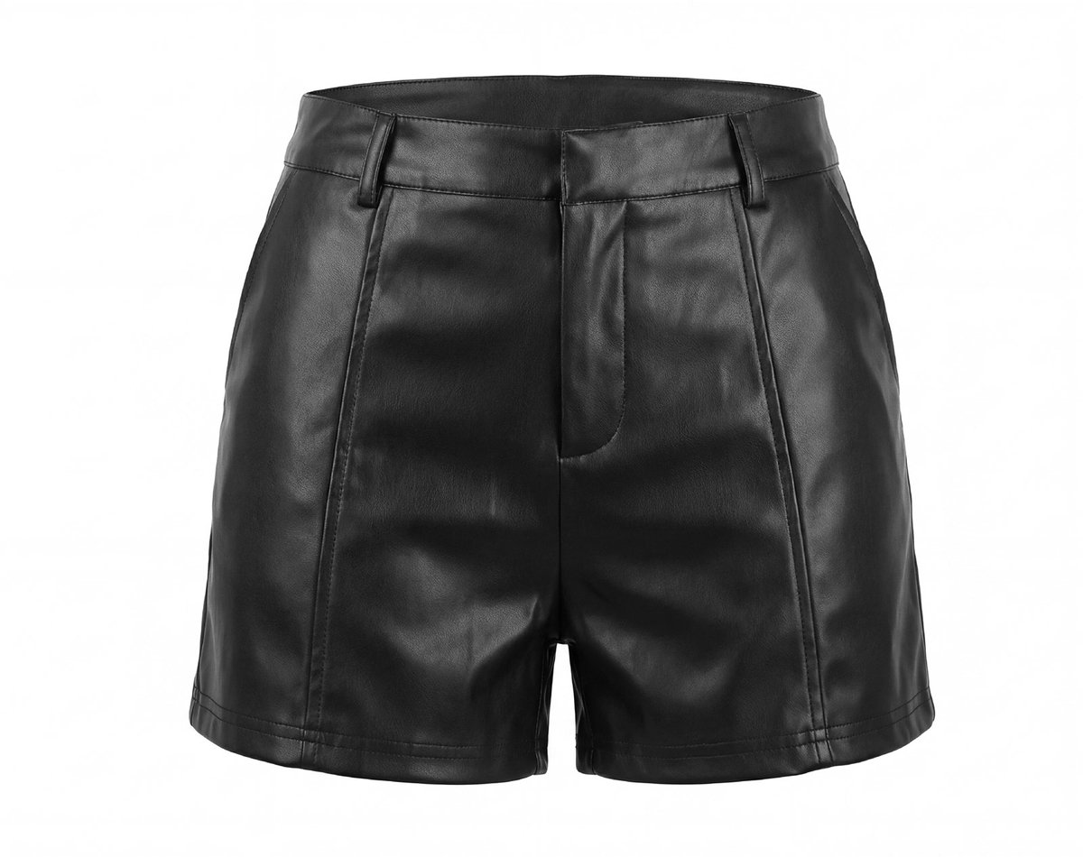 MEETYOO Dames Kunstleer Hoge Taille Shorts Geplooide Casual Zomer Shorts M