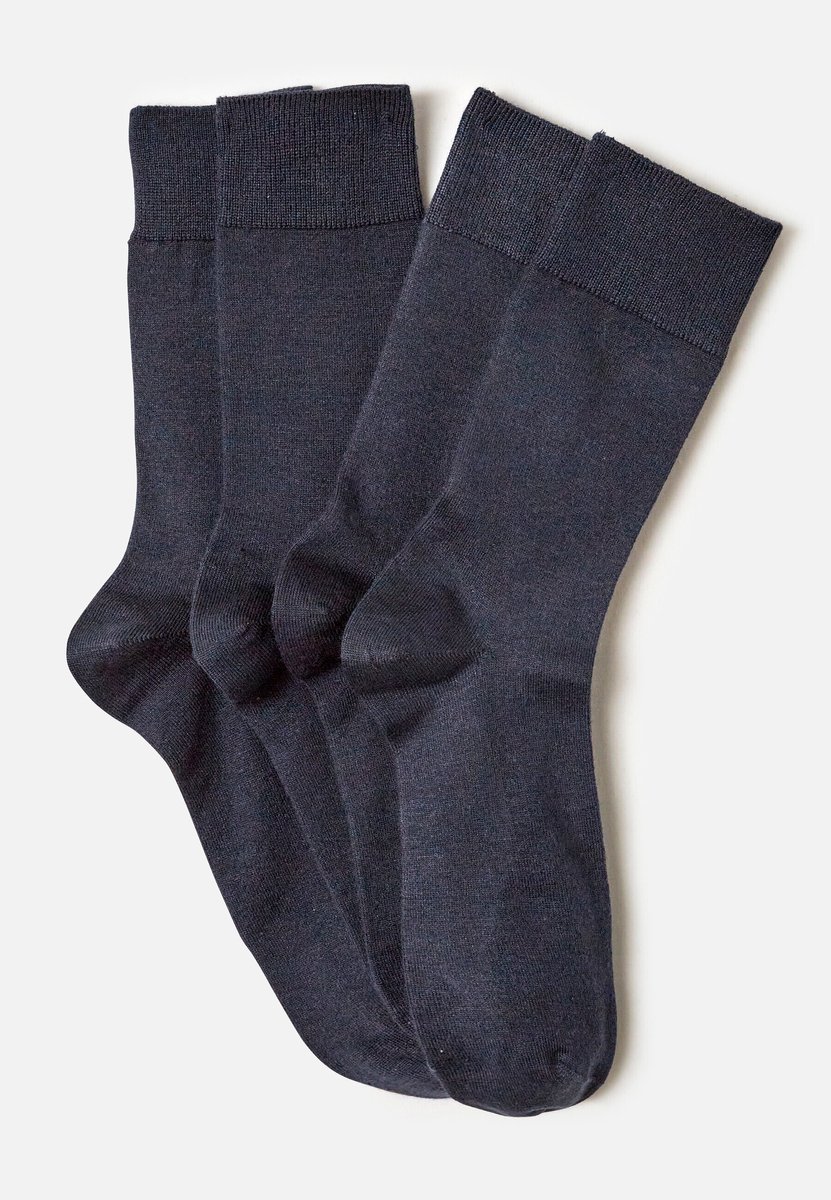 Damart - Set van 2 paar sokken van een mix van Thermolactyl en zijde - Heren - Blauw - 45/47