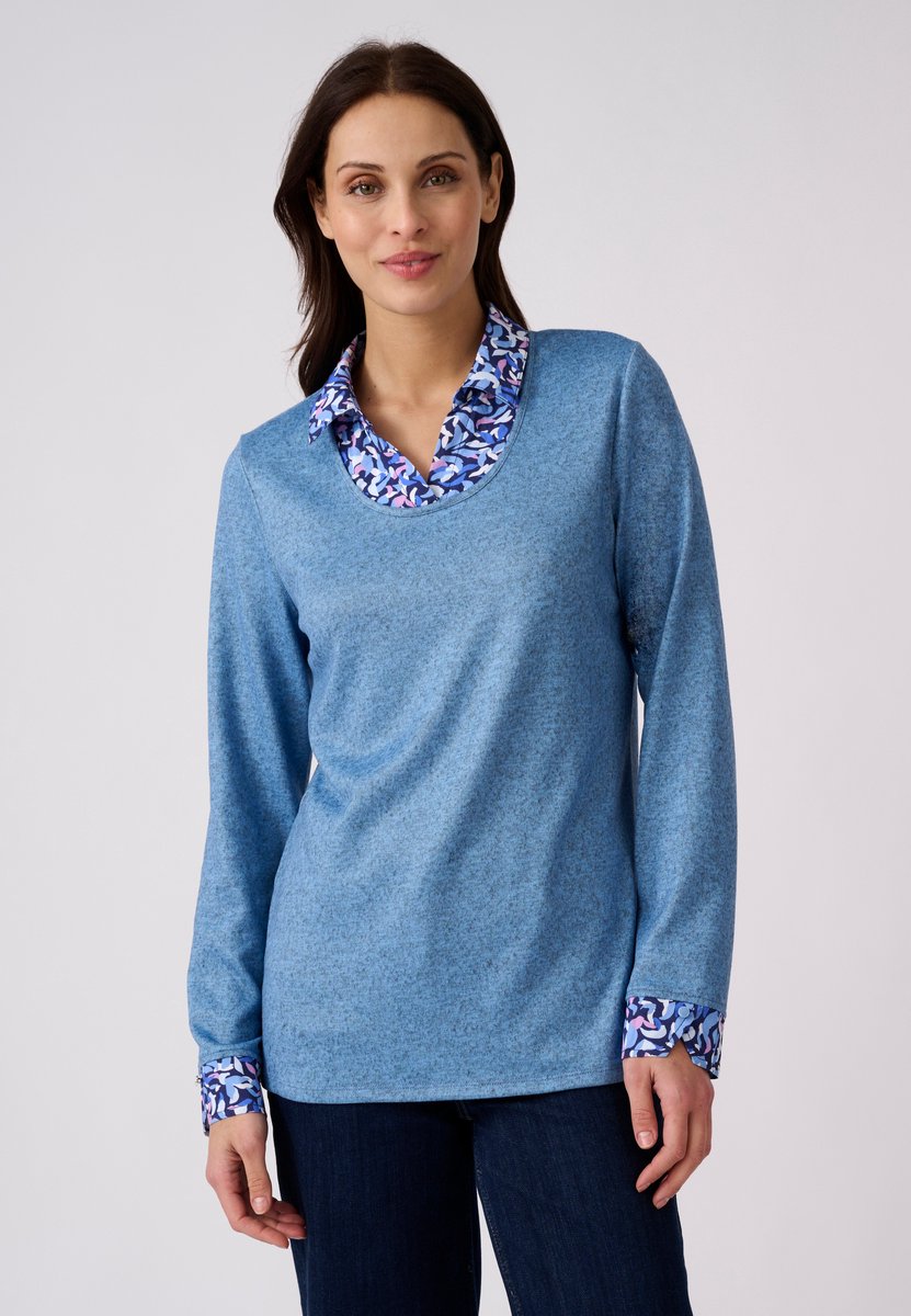 Damart - T-shirt 2-in-1 effect warm tricot - Dames - Blauw - XL