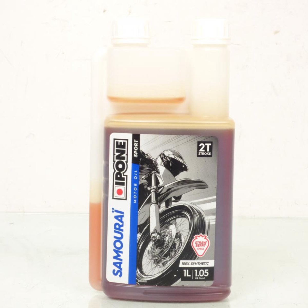 Huile 2T Ipone Samouraï fraise bidon doseur 1L pour moto cross mélange manuel