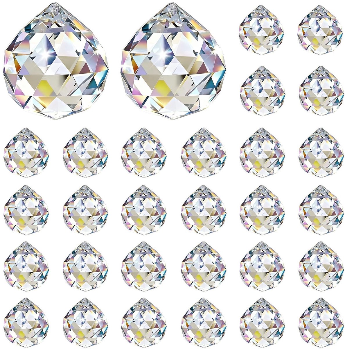 Dailygoods - 30 stuks zonnevangers, kristallen, 25 x 30 mm, kristallen om op te hangen, kr