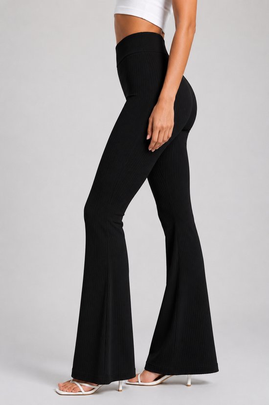 SparkNine Breezeflare dames legging - stijlvolle flare broek - S - zwart - lichtgewicht & ademend - hoge taille - flatterende pasvorm — afbeelding 2