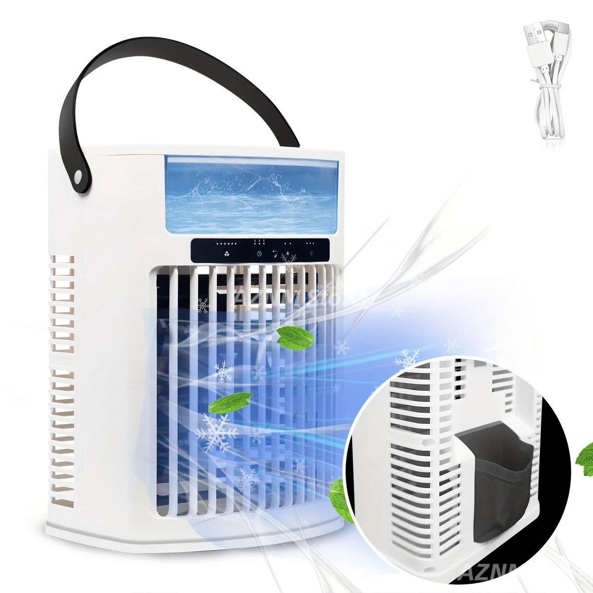 HomeGoodies - Airco - Aircooler - Mini airconditioner - Draagbaar - 7 Kleuren Nachtlamp - Voor Slaapkamer, Kantoor & Camper – foto 2