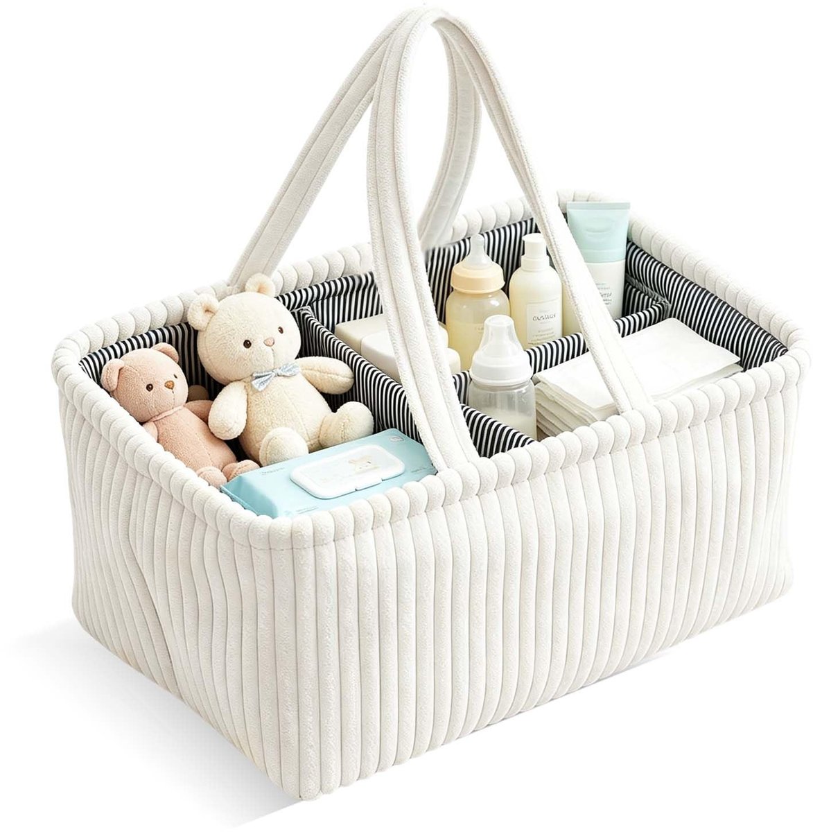 Dailygoods - Luiertas, organizer, organizer voor luiers voor kinderen met afneembare vakken, draagbare luiertafel voor pasgeborenen, babydiaper caddy voor vochtige doeken, artikel