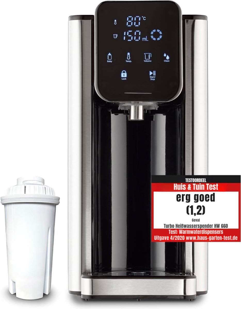 QORA® Heetwaterdispenser - Waterdispenser - Zwart - 26cm x 16cm x 32cm