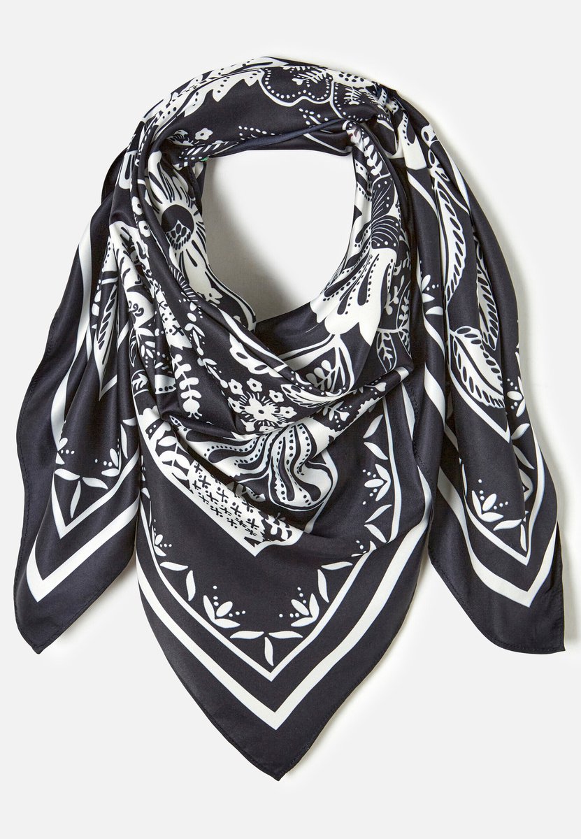 Damart - Vierkante sjaal met botanische print - Dames - Zwart - Taille Unique