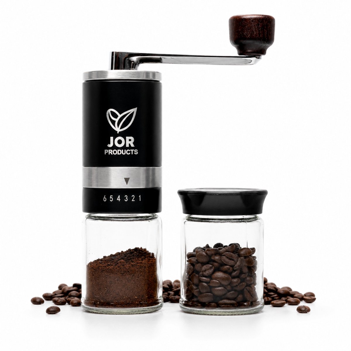 Bol.com JOR Products® Koffiemolen - Klein - Koffiebonen - Voorraadpot - Espresso - Keramiek - Koffiebonen Maler - Koffiepot - 6 ... aanbieding