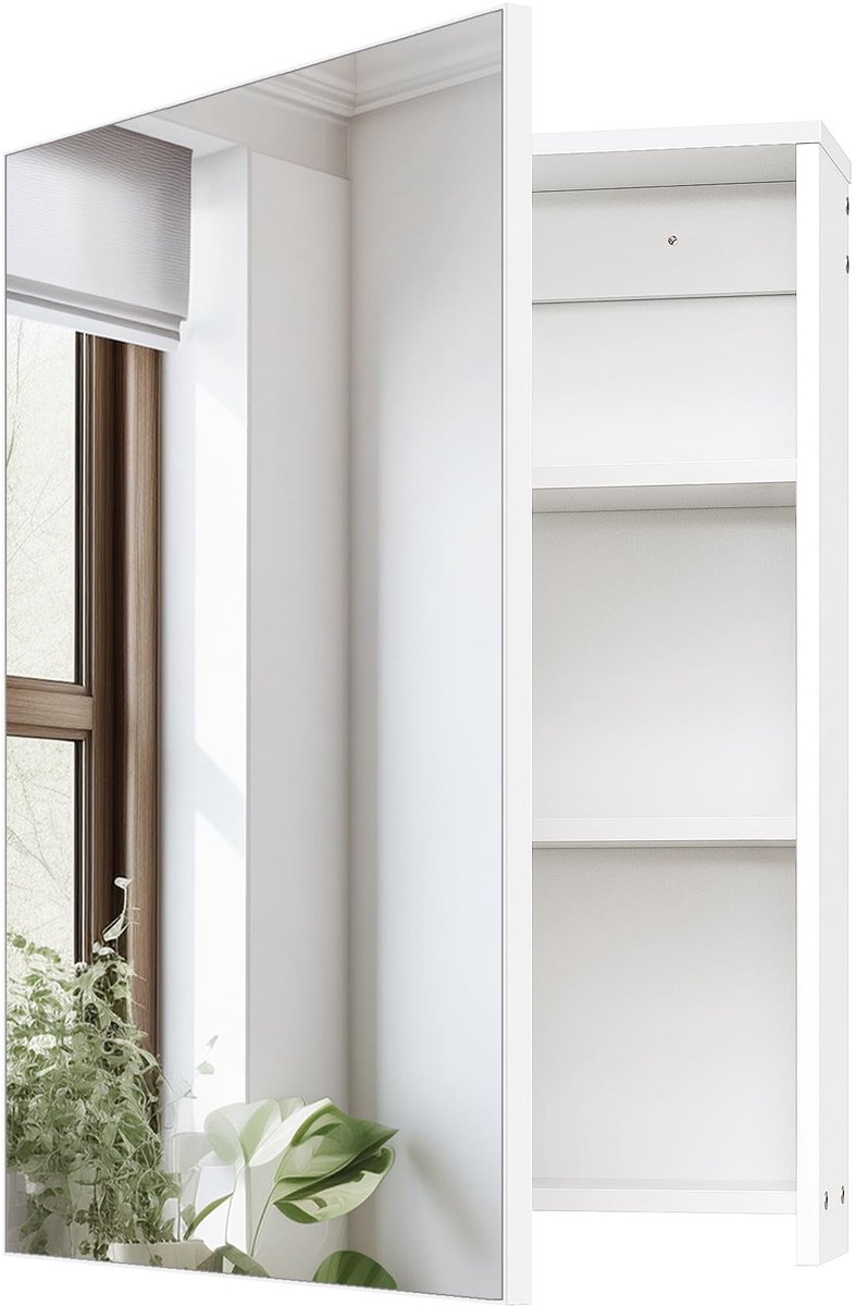 Dailygoods- Medicijnkastje met Spiegel - Muurbevestigd - Verstelbare Planken - Opbergkast