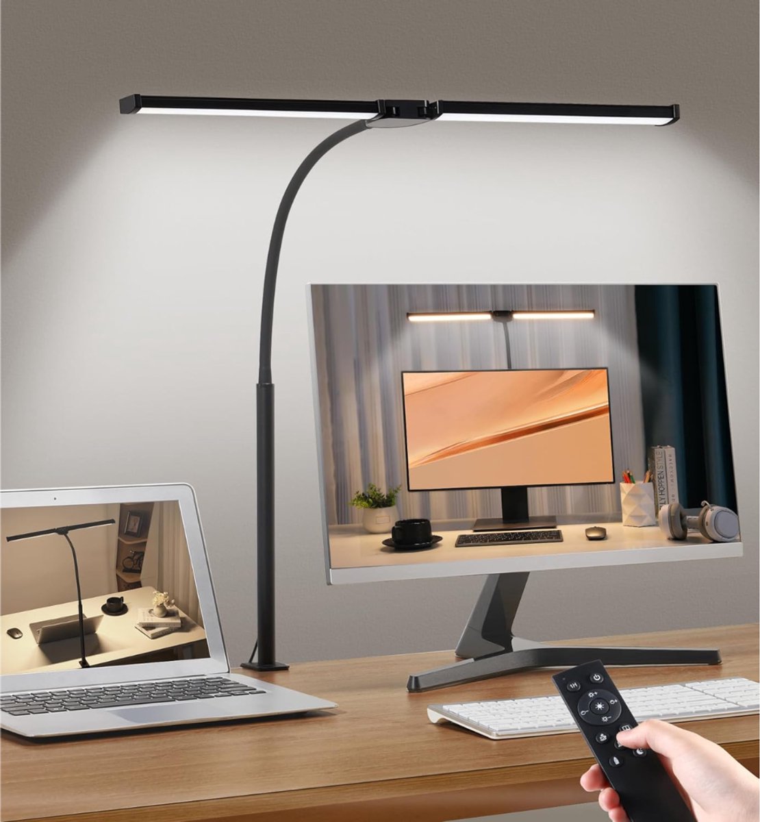 QORA® Monitorlamp - Monitor Lightbar - Monitorlicht - Monitor Licht - Zwart - 8cm x 8cm x 76cm