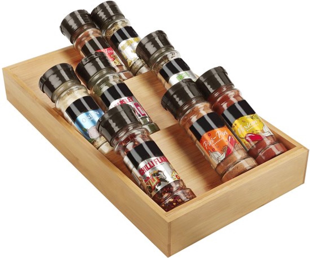 Keuken lade organiser met houten bamboe - 3 laags
