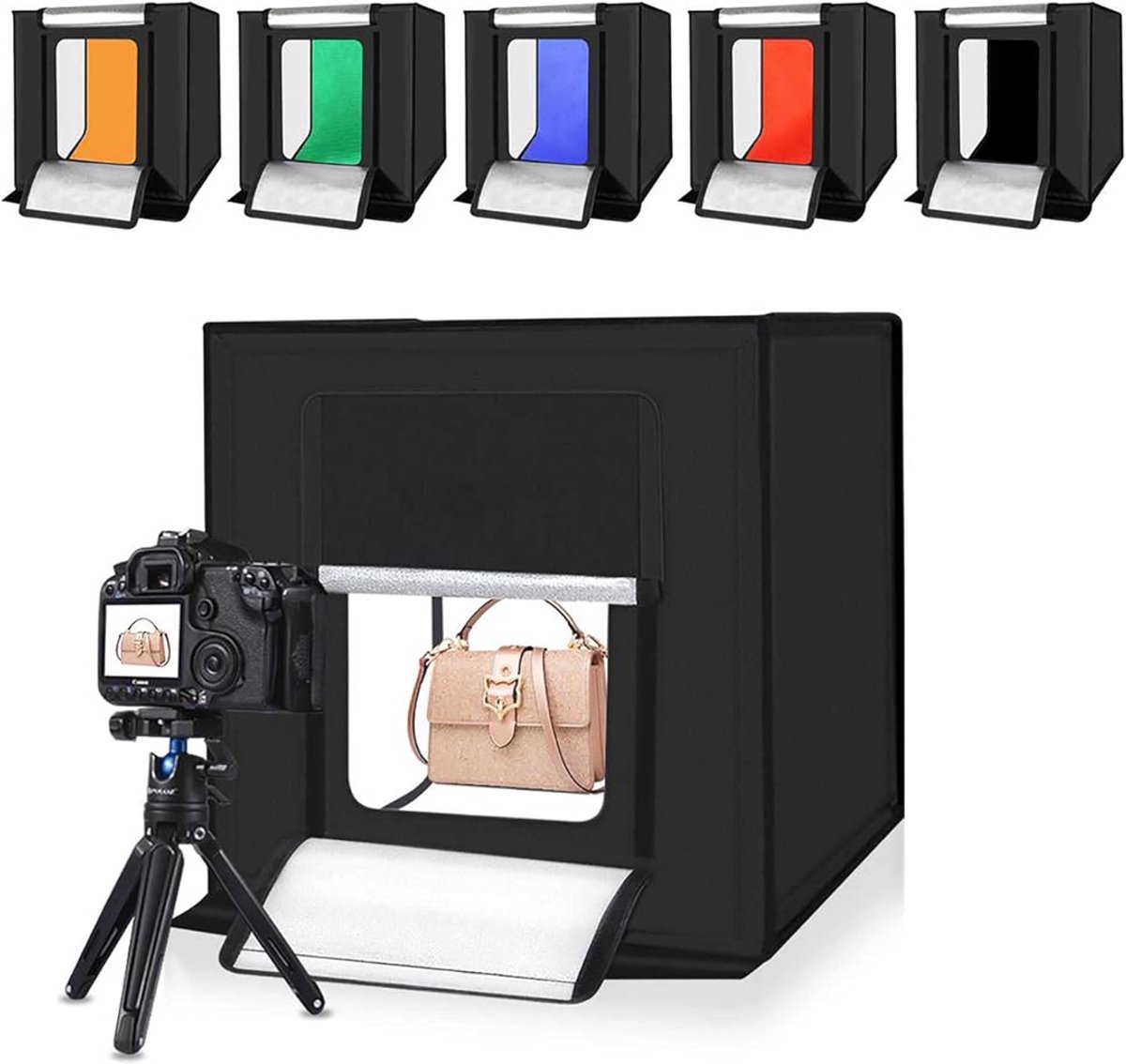 Ploutos® Fotobox - Professionele Mini Fotostudio met LED Verlichting - Opvouwbare Lightbox voor Productfotografie – Studio Box - Zwart - 42cm x 40cm x 6cm
