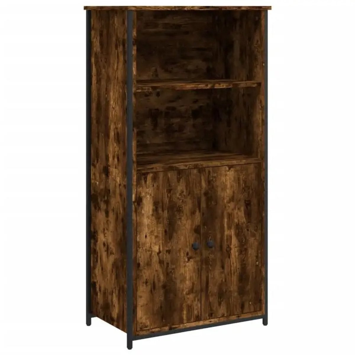 Vécarti – Moderne Buffetkast – Legerbruin – Metalen Frame – Houten Opbergkast – Draaideuren – Grote Opbergruimte – Woonkamer & Eetkamer – Industrieel Design