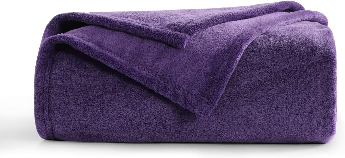 Famanu Fleecedeken van 150 x 200 cm, extra zacht en warm, paars, 100% microvezel Neutraal