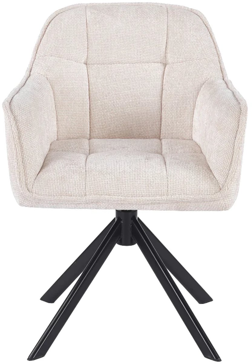 Ams Living® Eetkamerstoel Draaibaar | Kuip Stoel | Dichte afwerking | Stof | Kleur Beige Gebroken Wit | Eettafel Stoelen | Design Stoelen Eettafel – foto 4