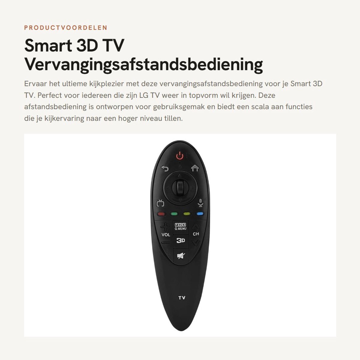 Dailygoods - Smart 3D TV - Vervangingsafstandsbediening - Durbale kwaliteit - Zwart - Compatibel met LG - Ideaal voor elke woonkamer - 14 knoppen