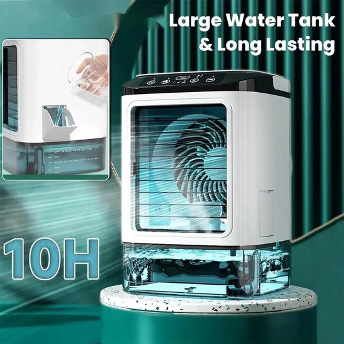 Aircooler - Luchtkoeler - Airconditioning - met IJsbox - met 900ml Water Tank - Koelelementen - Airco - 3 Snelheden - Wit – foto 4