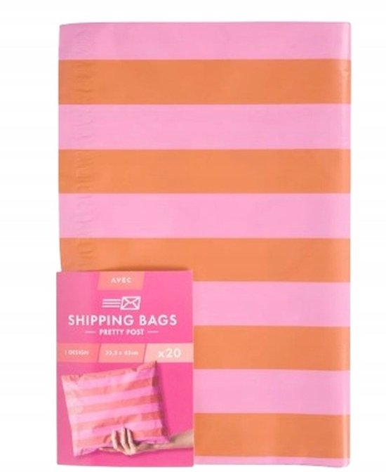 Sac d'expédition rayures rose-orange | 20 pièces | 34 x 43 cm | Sacs d'expédition en plastique pour vêtements | | Sac d'expédition Coex | Poly mailer | Sacs de messagerie