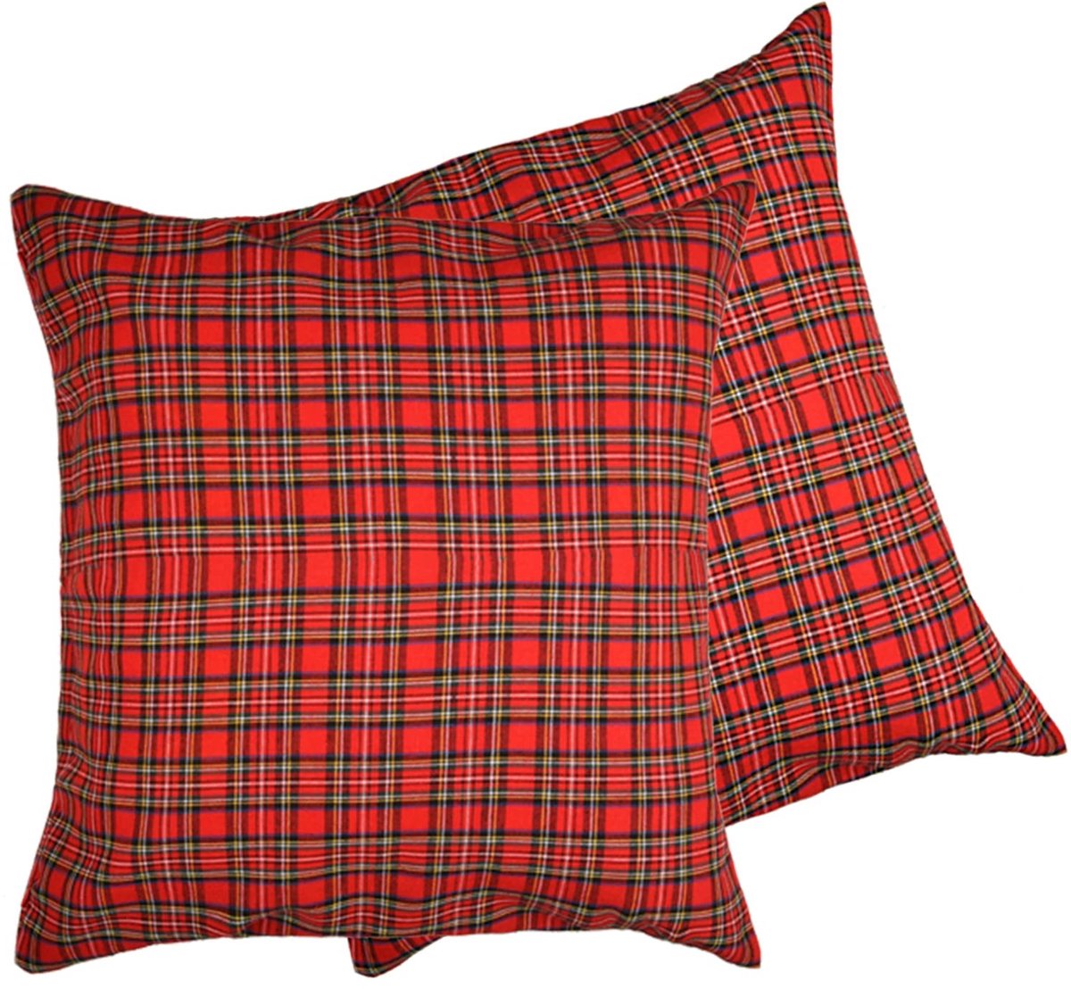 Dailygoods- Kussenslopen Set van 2 - Tartan/Rode Schotse Check - 45 cm x 45 cm - Kerst Kussenslopen - Kussens Woonkamer - Katoen - Kussenhoezen