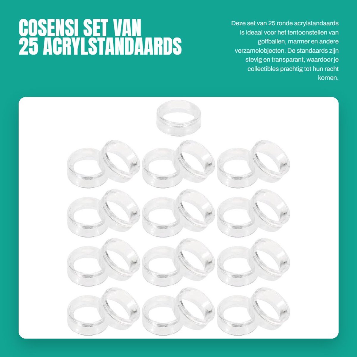 Dailygoods- Acrylstandaard - 25 Stuks - Ronde Golfbal Houder - Marmer - Collecties - Perfect voor Presentatie - Golfbalhouder