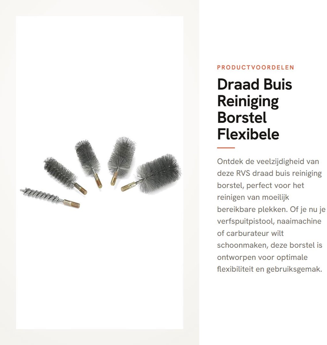 Dailygoods- Buisborstel RVS - Draadborstel - Schoorsteenborstel - Reinigingsborstel - Flex