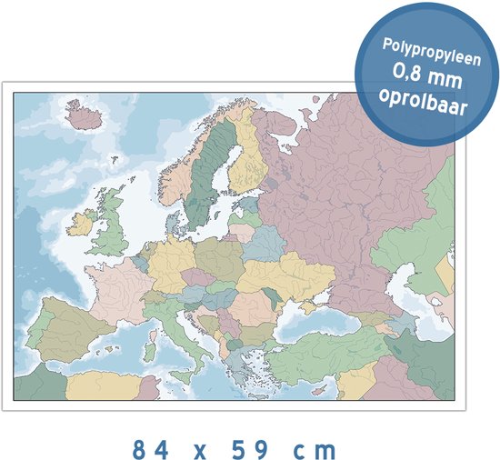 Map/ kaart Europa | Blanco kaart met landen en rivieren | 84 ... - cover