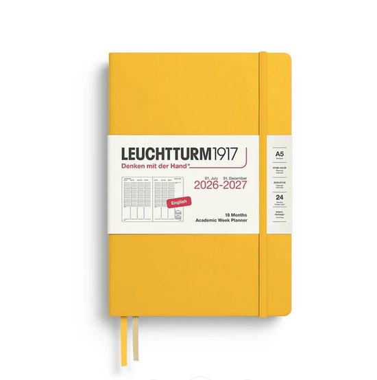 Leuchtturm1917 A5 Medium Academic Week Planner 2026/2027 (18 mnds) hardcover Sunflower