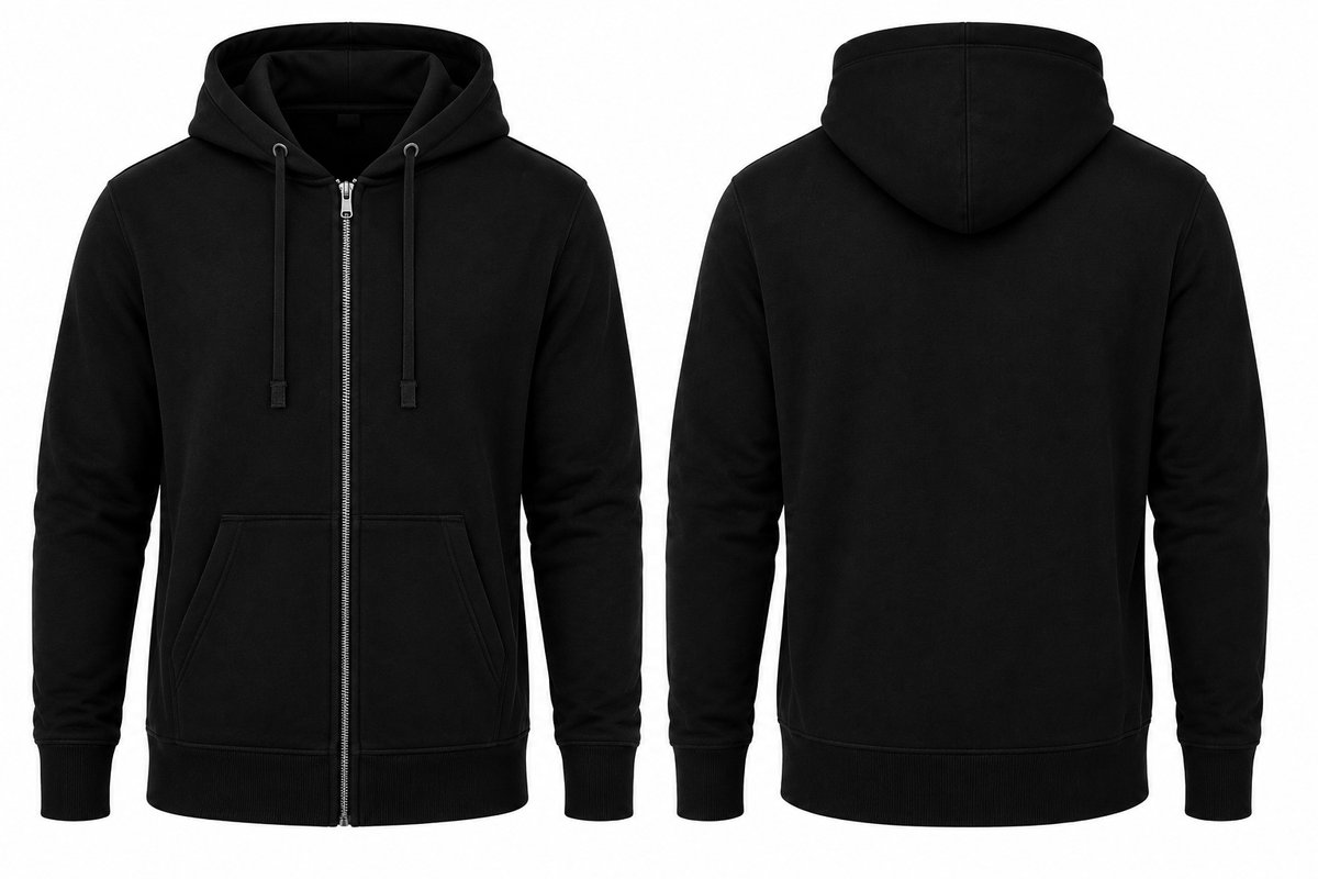 Hoodie heren met rits – sportkleding heren – katoen – casual vest met capuchon – 3XL Zwart