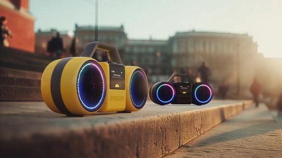 PHILIPS Moving Sound The Roller TAMS60Y/00 - Draagbare speaker, 60W RMS, Bluetooth 5.5., Auracast, USB, 24 uur afspeeltijd, IP67 waterdichtheid, kan als powerbank gebruikt worden - Geel van Philips — afbeelding 3