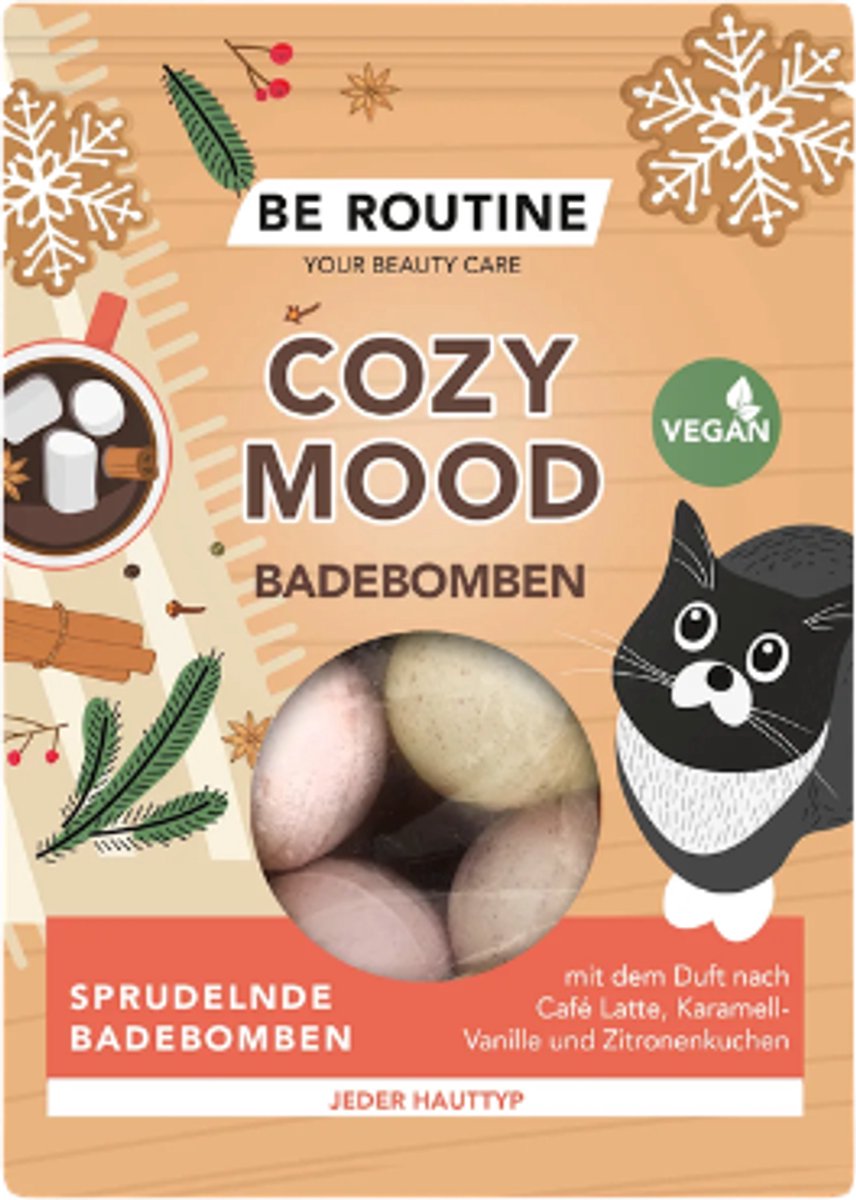 be routine Bath Bombs Cozy Mood - Set van 6 | 6x 50g - Badbommen met Vanille & Sandelhout - Vegan Geschenkset