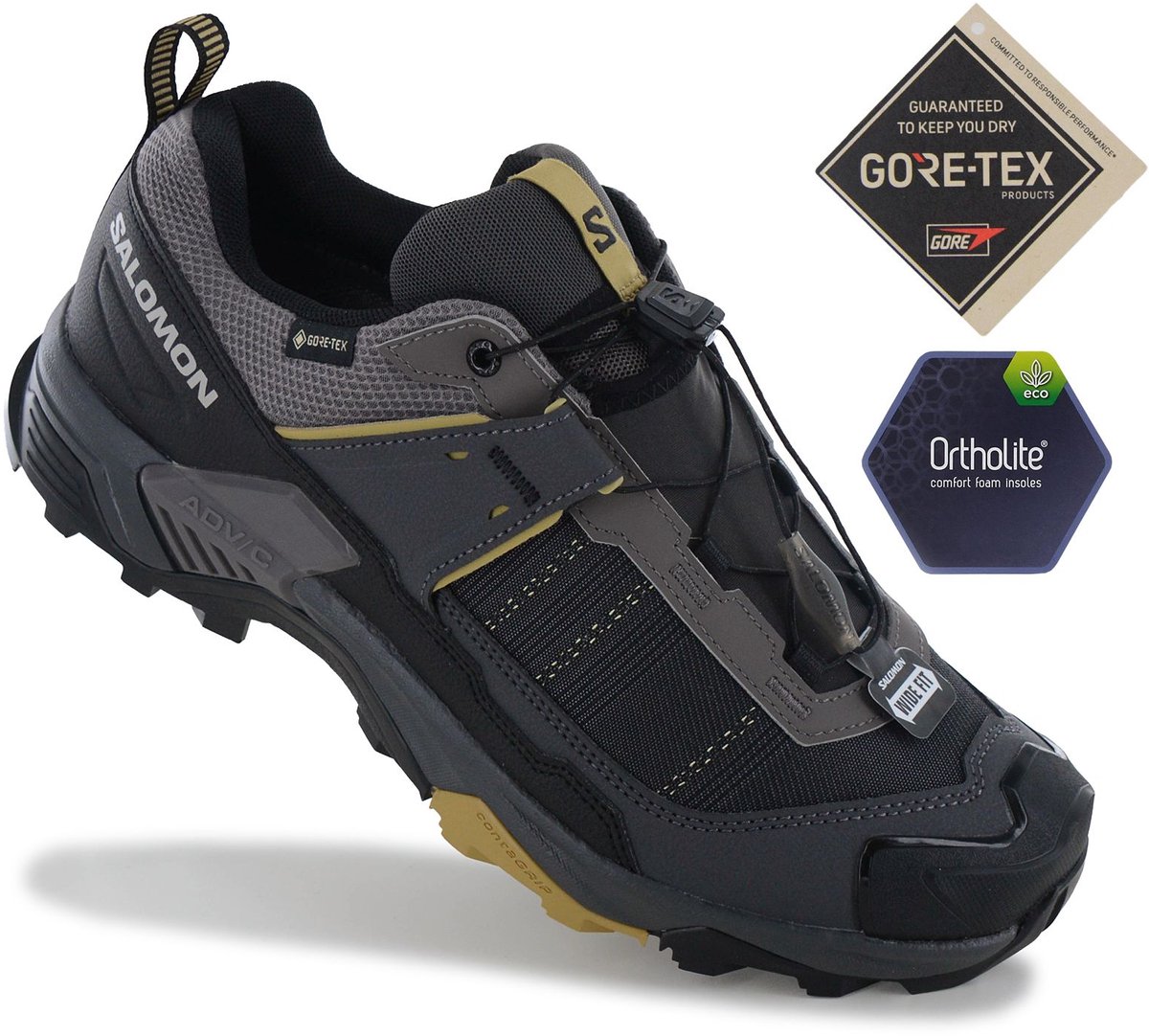 Salomon X ULTRA 5 WIDE GTX GORE-TEX Heren Wandelschoenen Trekking Schoenen 491669 Grijs