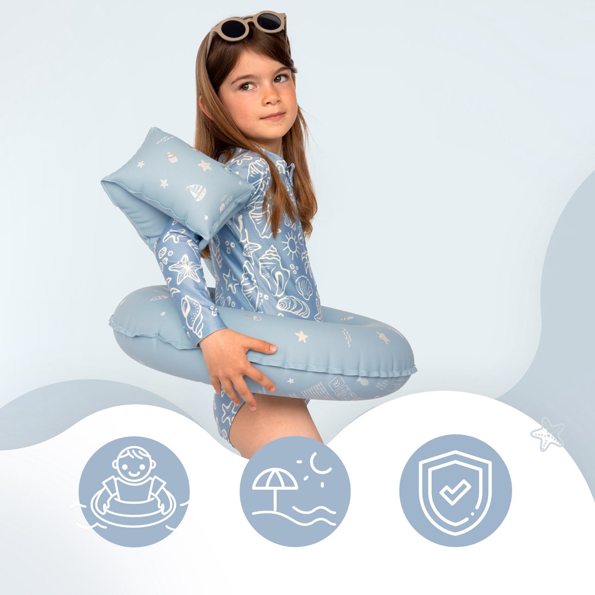 Sipo - Zwemaccessoiresset - Zwembandjes & Zwemband - voor Kinderen 3-6 Jaar - Opblaasbare Zwemvleugels - Zwemring Kind - Zwemhulpmiddel - Geschikt voor 15-30 kg - Zwemaccessoires voor Peuters - PVC - Blauw – foto 3