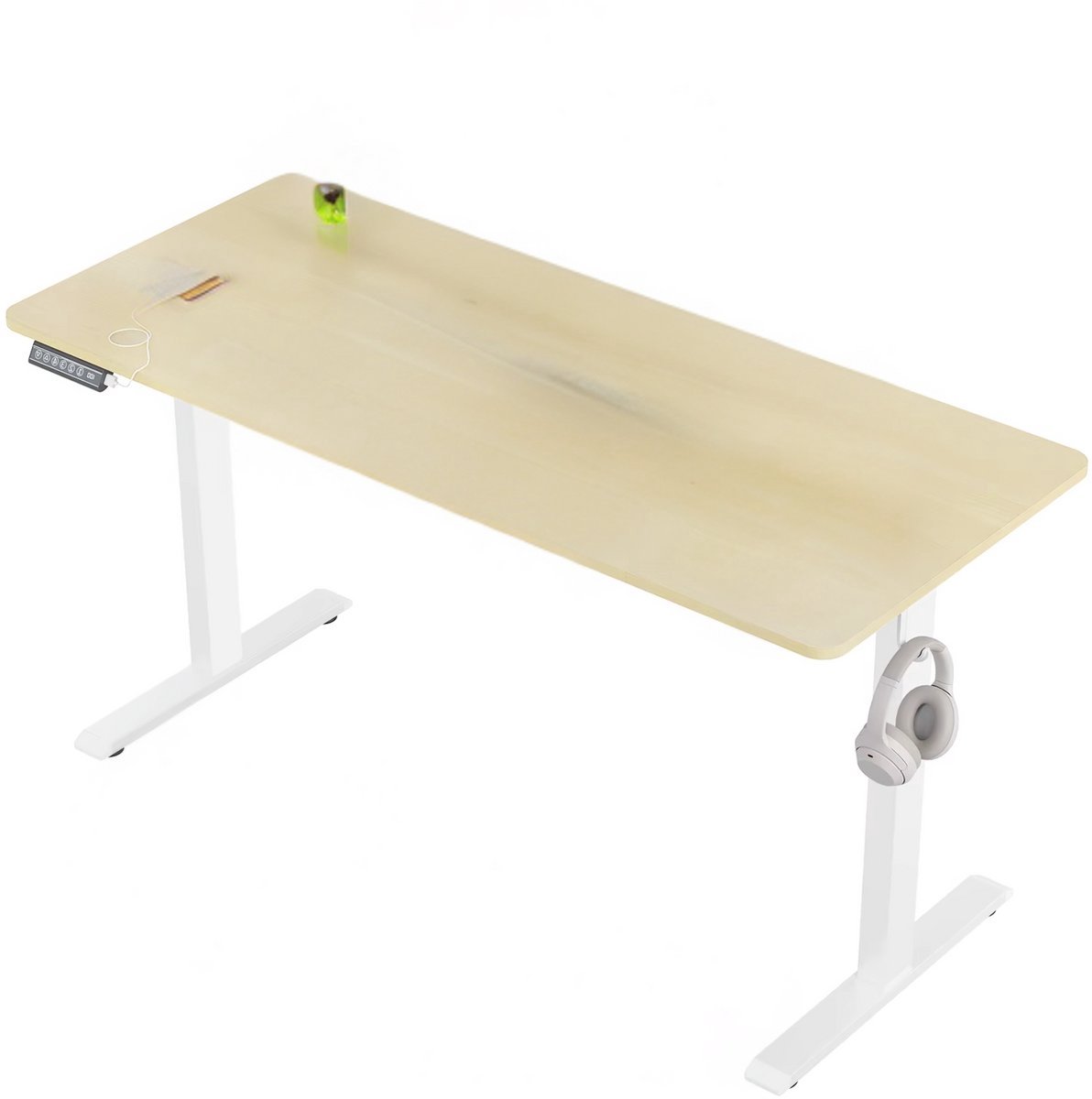 Bureau 120x60cm - Ergonomisch In Hoogte Verstelbare Werktafel voor Kantoor of Thuis, Inclusief USB-Oplaadpoort en Geheugenbediening en 120x60cm Oak