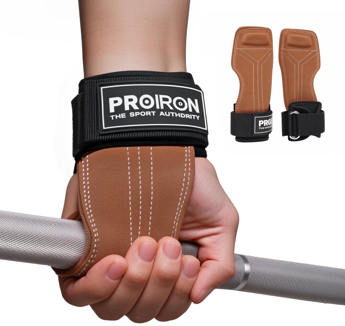 Dailygoods- Polsbanden Dubbellaags - Zwaar Belastbare - Ondersteuning voor Deadlifts/Pull-ups - Krachtige Polsbanden - Handgreep - Leer - Gewichthefbands