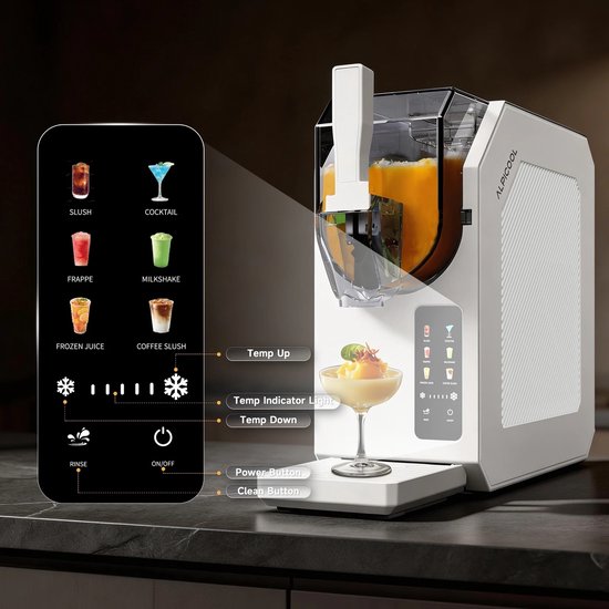 ITRONIQ Slushie Machine 1,9 Liter - Frozen Drink Maker - Slush Maker - Milkshake Cocktail Frappé - 6 Programma's - 250W - Wit — afbeelding 3