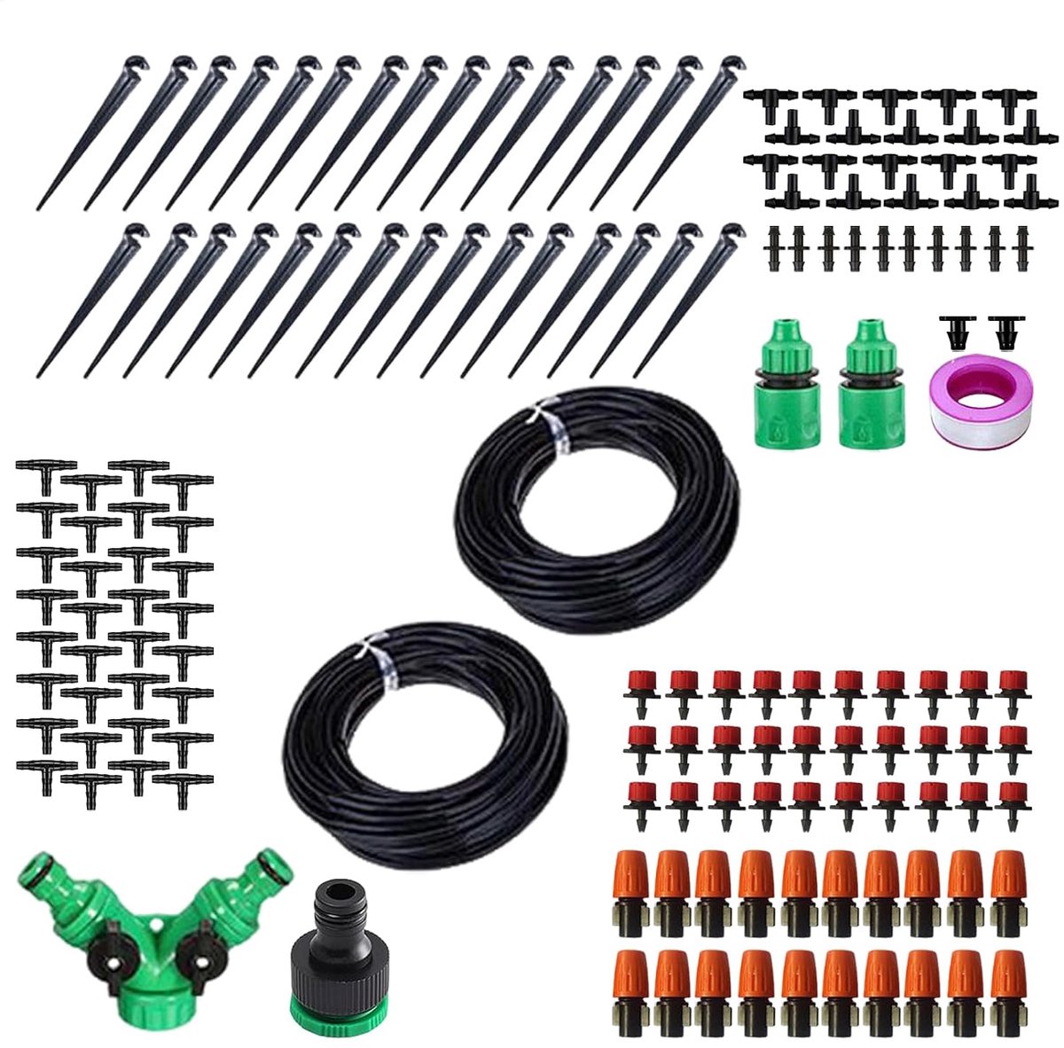 Druppelirrigatieset - Automatische bewatering - Planten water geven - Intelligente waterregeling - 30 meter - Zwart