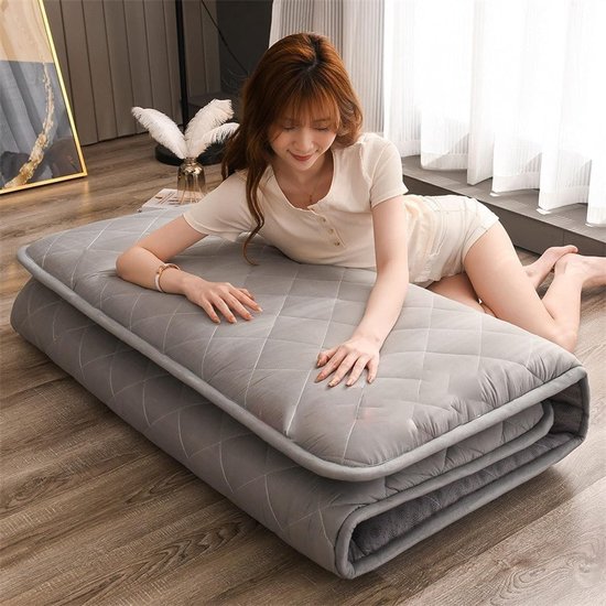 Opvouwbare Futonmatras - Japanse Vloerbedding - Ruimtebesparend Slapen - Gewatteerd Comfort - 90 x 200 cm - Grijs — afbeelding 3