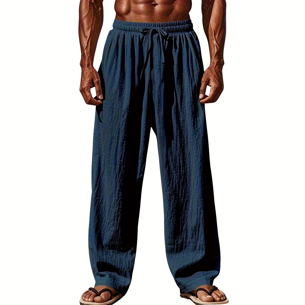 Currero Linnen Broek Heren - Zomerbroek - Volwassenen - Lange Broek - Pantalon - Strandbroek - Zomer - Ibiza Stijl - Marineblauw XXXL