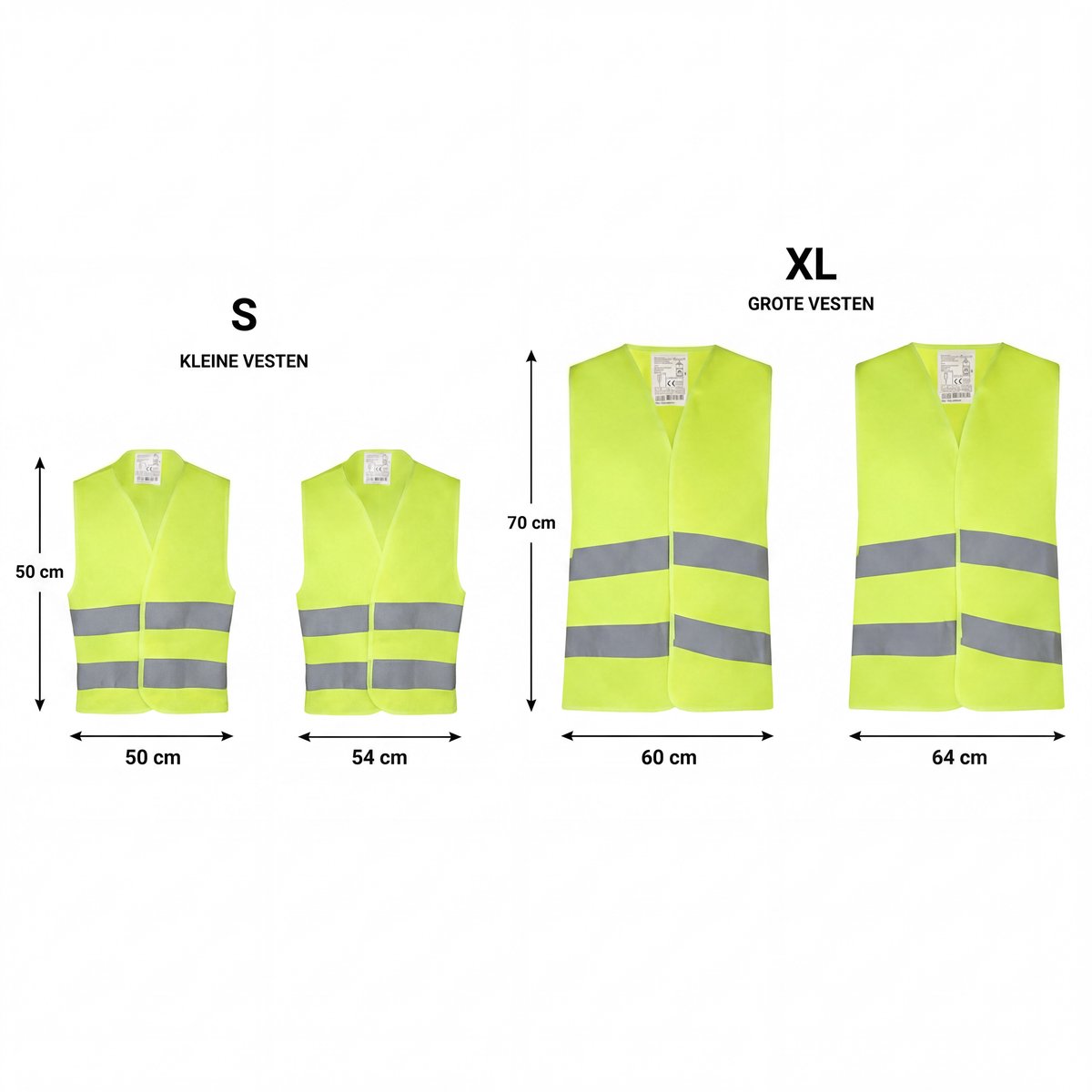 Auto Veiligheidsset Premium – EHBO Kit + Familie Veiligheidsvesten (2x S, 2x XL)