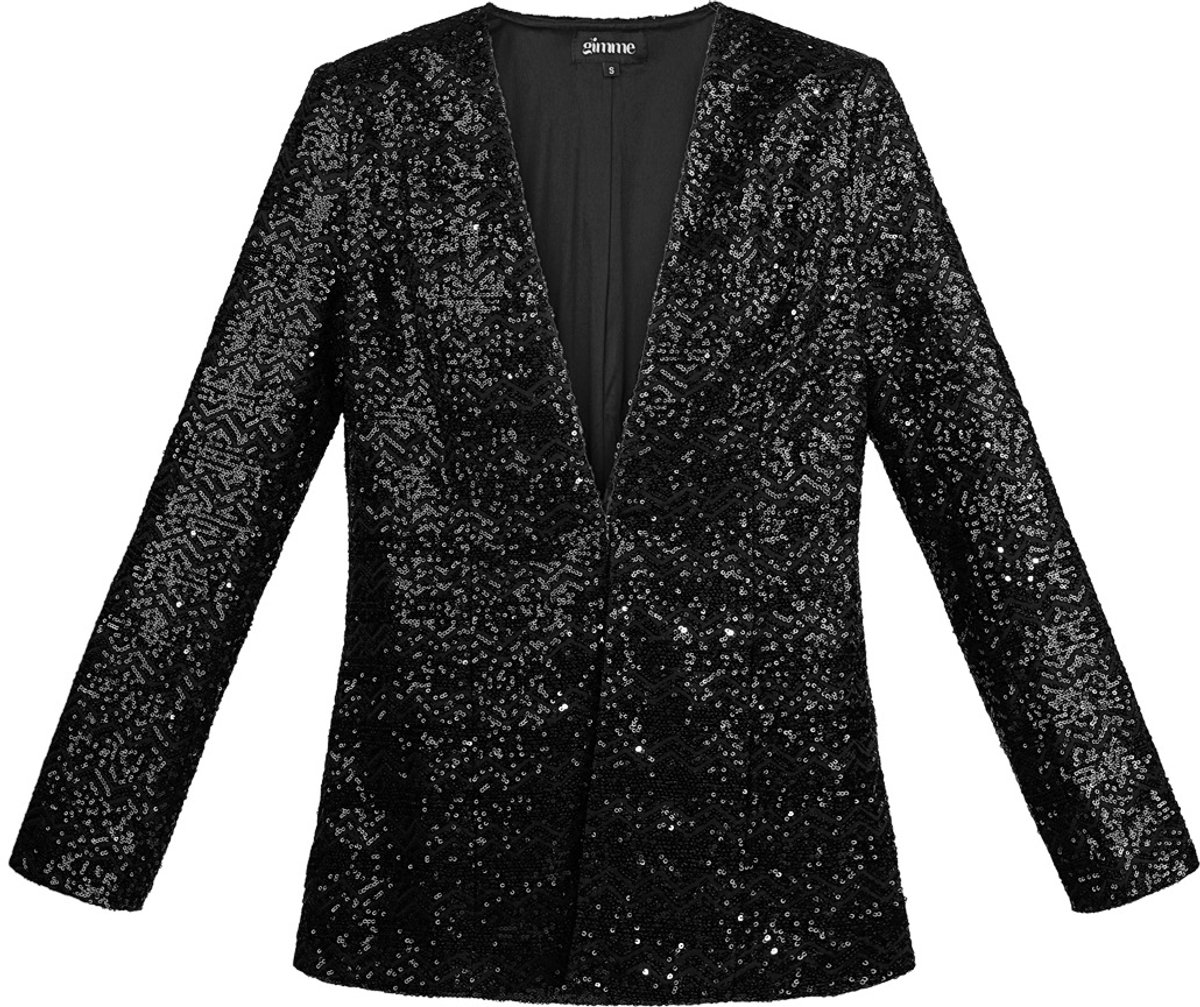 Stralende Vrouwen Blazer met Paillettenversiering - Zwart - Maat S