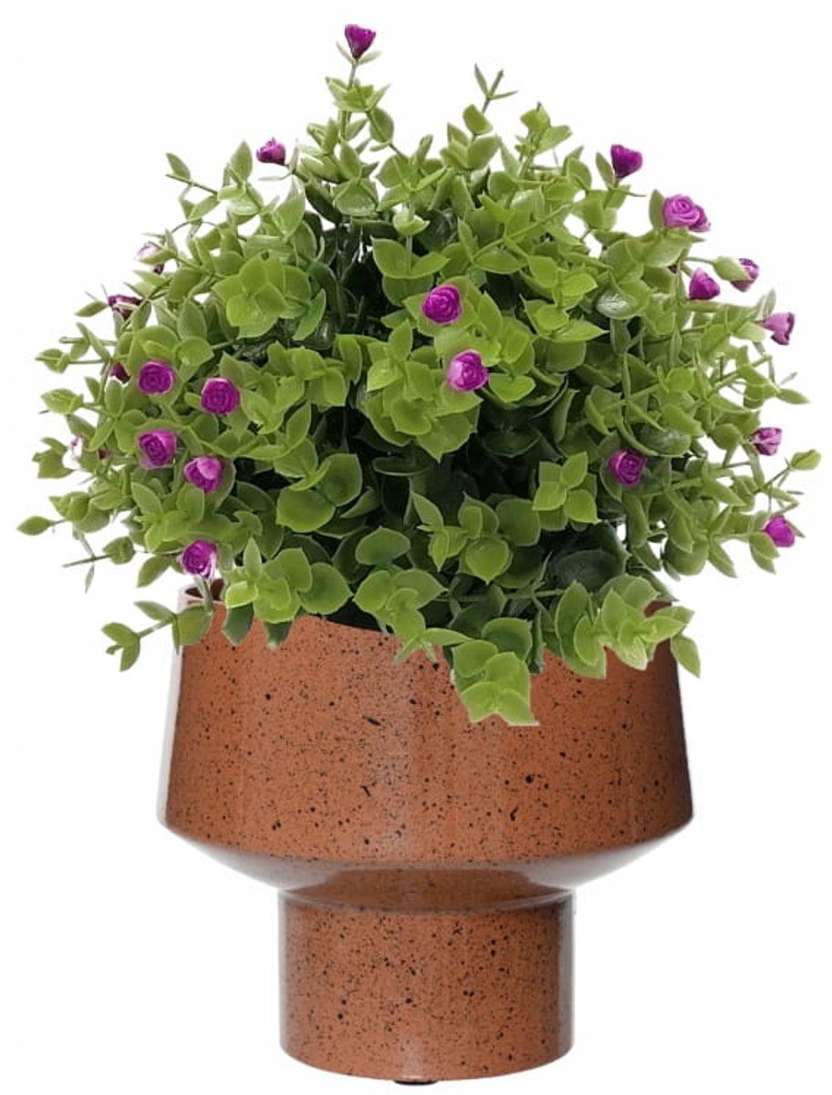 Kaemingk - Metalen Bloempot - 18x16 cm - Bruin met Zwarte Vlekken