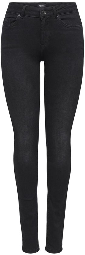 Strakke zwarte jeans, voorkant, zonder model.