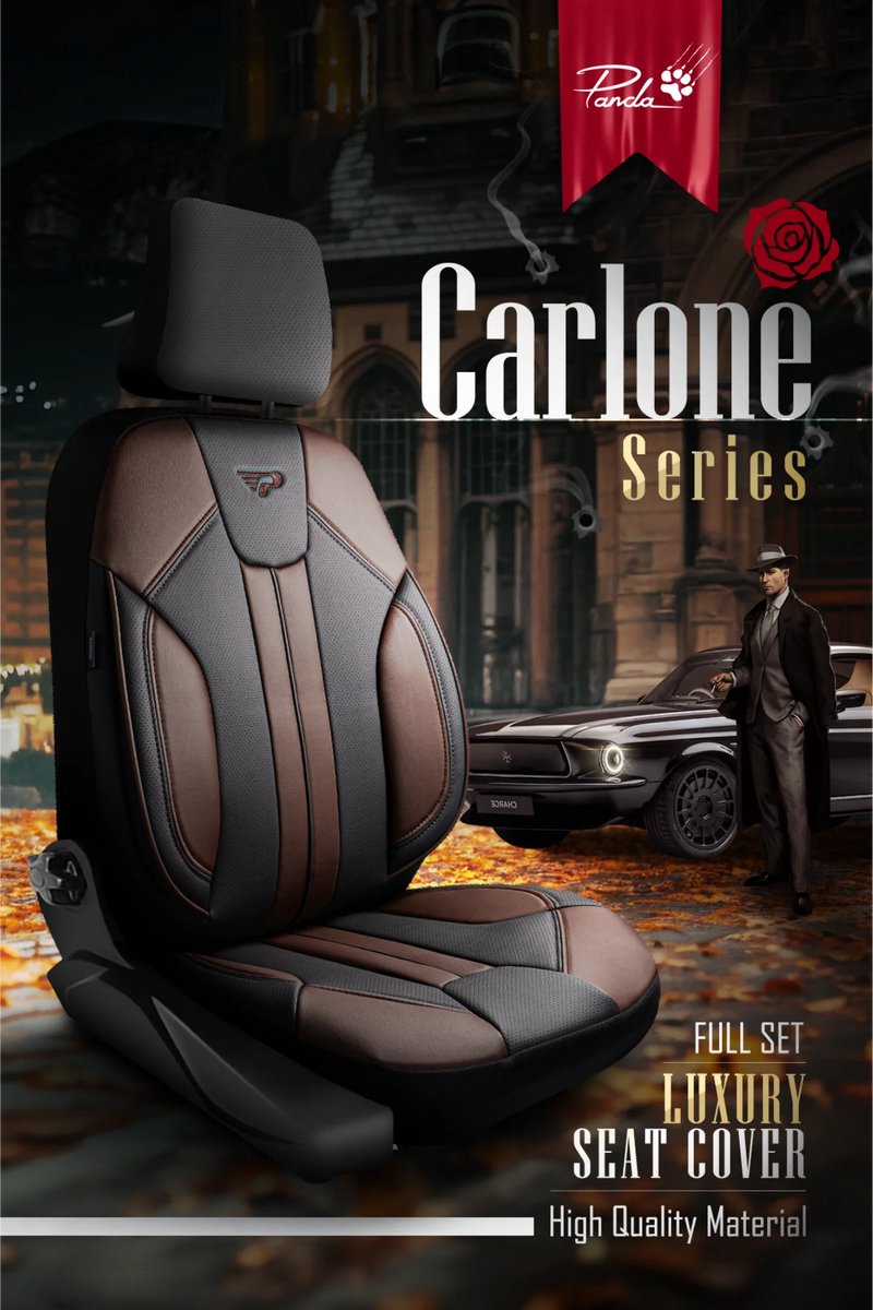 Stoelhoezen Ford Mustang 1995-2004 – Carlone Bruin – premium skai leer – complete set voor 2 voorstoelen – slijtvast en eenvoudig te reinigen