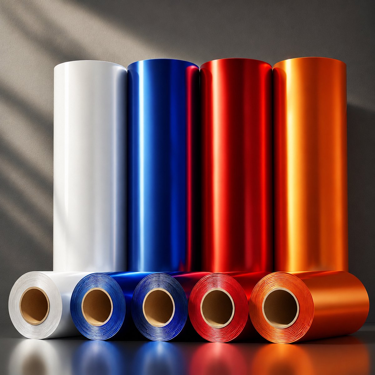 Vinyl Pakket Glans – 4 Rollen 30,5x5m (Wit, Blauw, Rood, Oranje) – Nederlandse Kleureneditie – Geschikt voor Cricut, Loklik, Brother & Silhouette Cameo