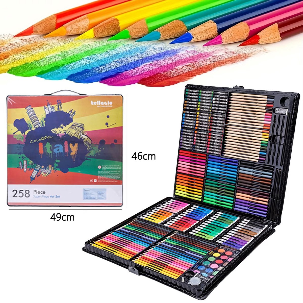 JOYNEXTBUY Professionele Kleurpotloden Set – 258 Delig – Premium Tekenset voor Volwassenen en Beginners – Kleuren, Blenden en Schaduwen – Inclusief Opbergetui
