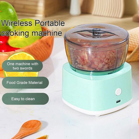Mini Keukenmachine - Keukenmolen Hakapparaat - Maaltijden Bereiden - Antislip Beveiliging - 1.0 Aantal - Groen van MINI — afbeelding 4