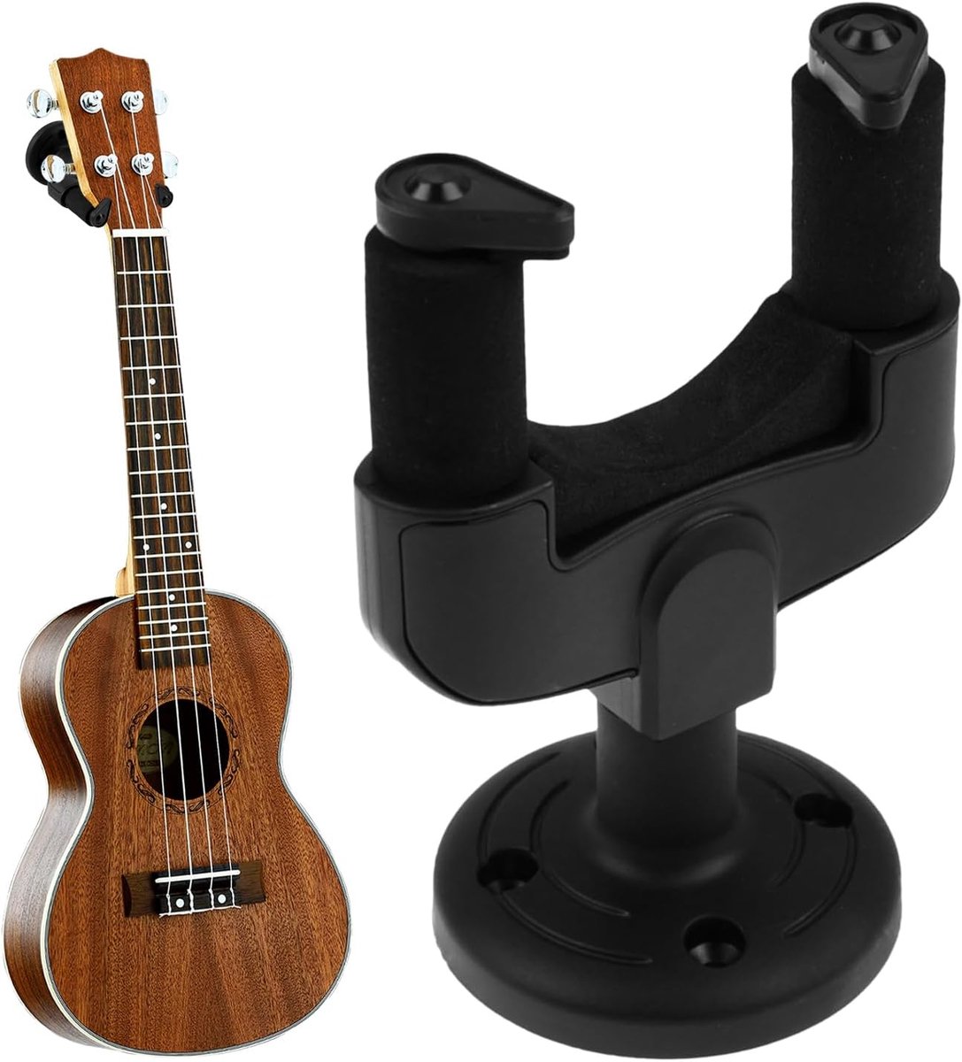 Gitaar Wandbeugel - Gitaarhaak Ophanging - Muziek Instrument Opslag - Universele Pasvorm - 14 x 9.5 x 2 cm - Zwart